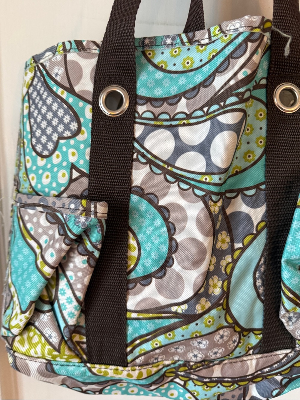 Thirty one Quilted Paisley Tote in Teal, Gray & Brown - Picture 3 of 11